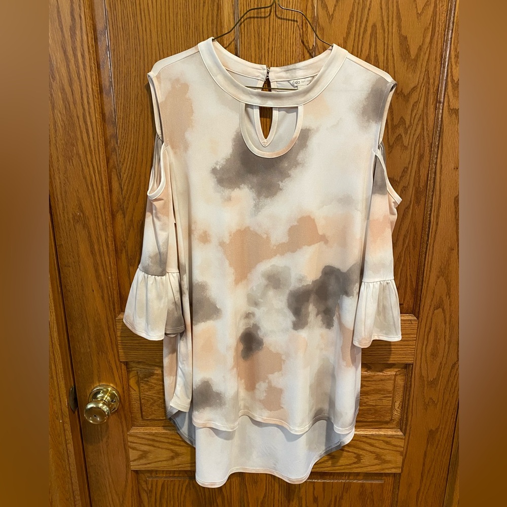 Cato Cold Shoulder Ruffle Sleeve Tunic